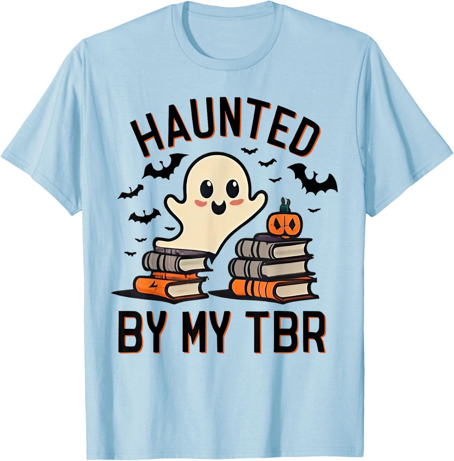 Haunted by My TBR Boo Halloween Book T-Shirt - T-Shirt | Light Blue