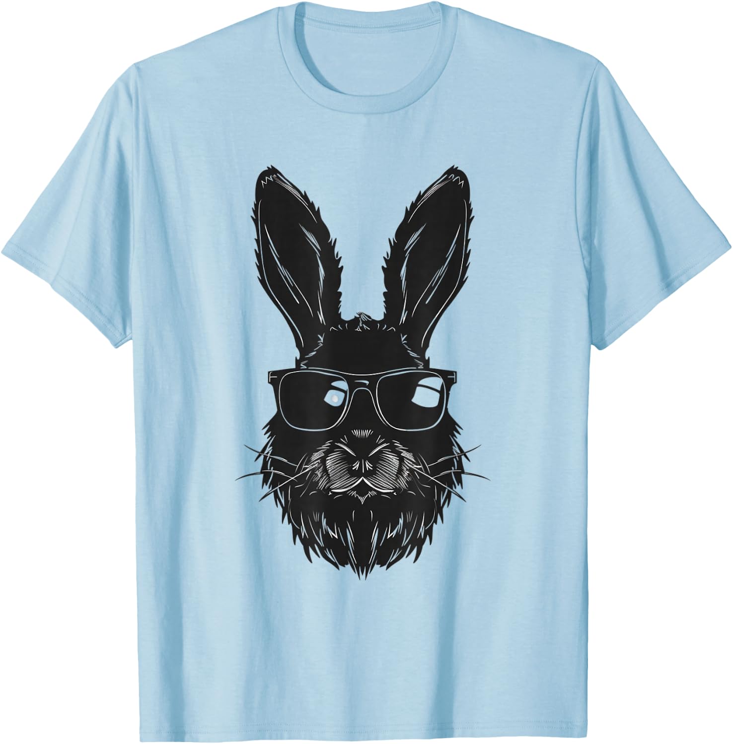 Beard Bunny Face With Sunglasses Easter Day 2024 Men Boy Kid T-Shirt - T-Shirt | Light Blue