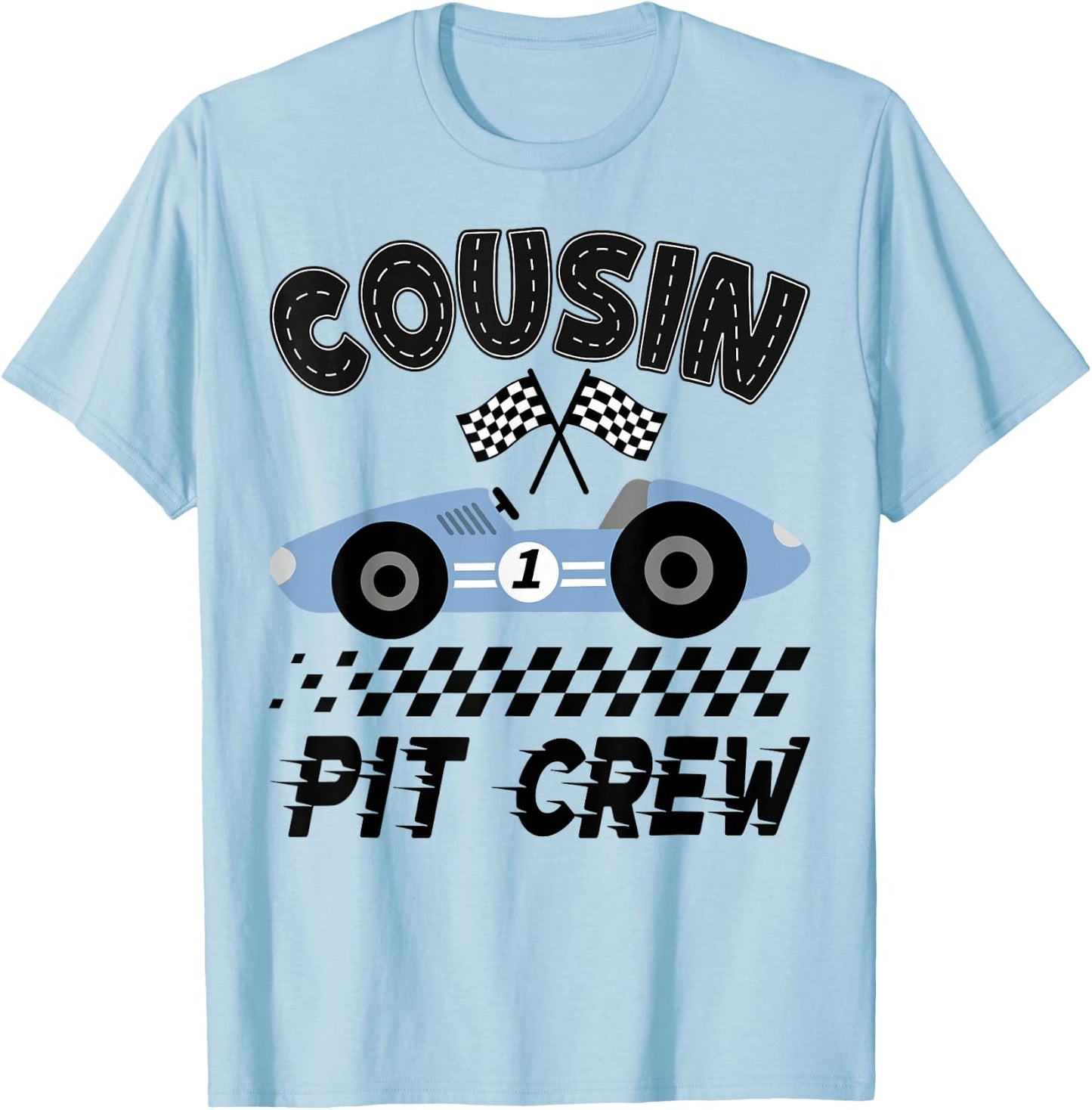 Cousin Pit Crew Race Car Birthday Boy Racing Family T-Shirt - T-Shirt | Light Blue