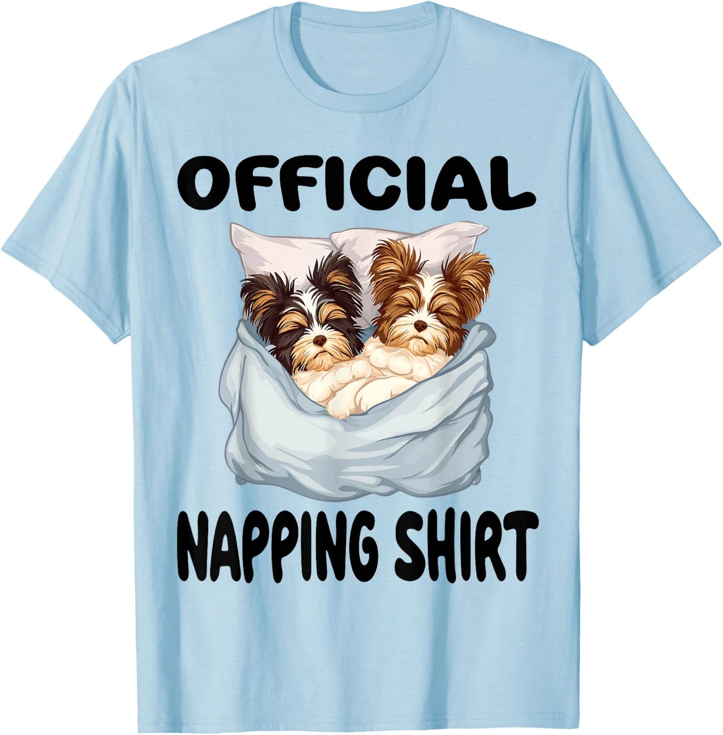 Biewer Terrier Dog Official Napping shirt Pajamas Nightgown T-Shirt - T-Shirt | Light Blue