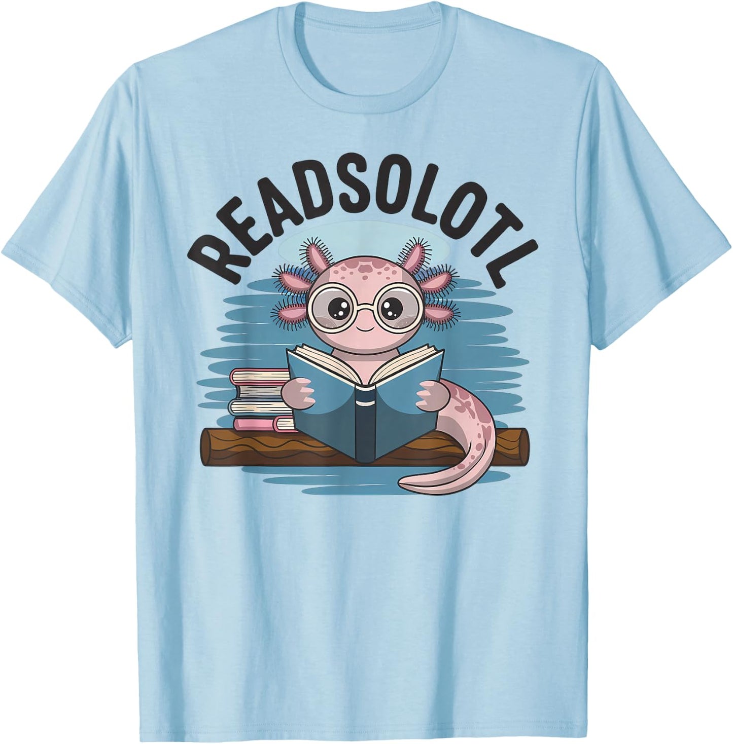 Readsolotl Funny Book Lover Reading Axolotl Kids Reader T-Shirt - T-Shirt | Light Blue