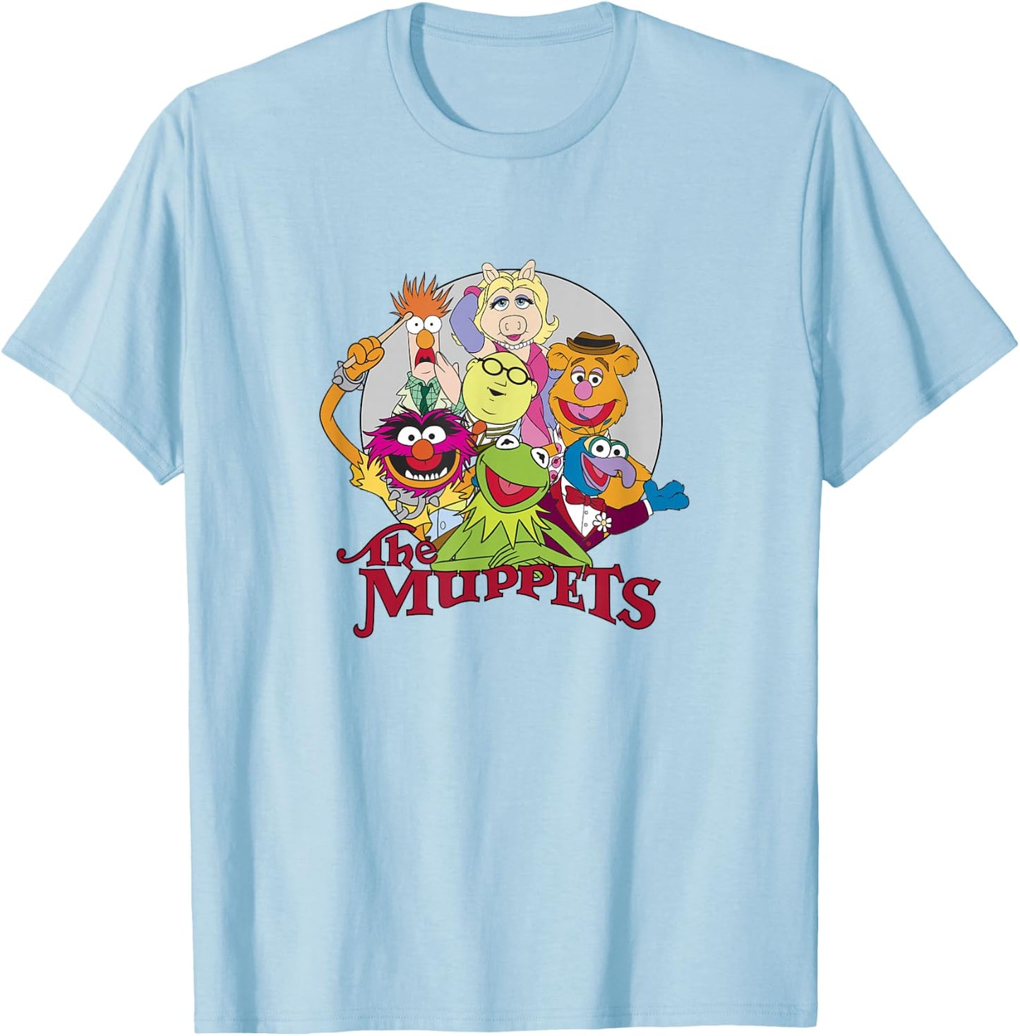 Disney The Muppets Classic Characters Circle Group Shot Logo T-Shirt - T-Shirt | Light Blue