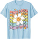 Retro Shirt Peace & Love Cute Smile Daisy Flower Women Teen T-Shirt - T-Shirt | Light Blue