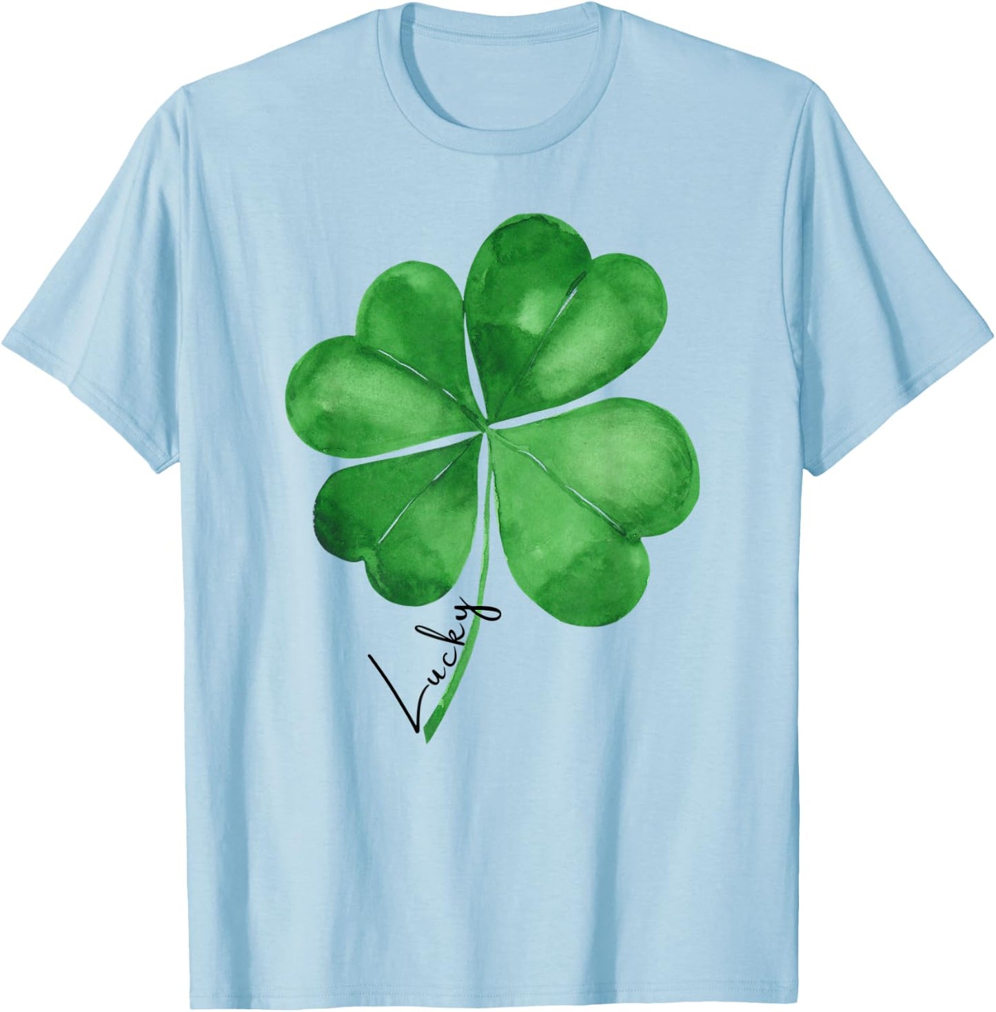 St Patricks Day Shirt Women's - Shamrock Clover Graphic T-Shirt - T-Shirt | Light Blue