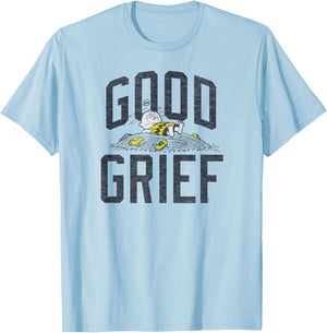 Peanuts Charlie Brown Good Grief Small T-Shirt - T-Shirt | Light Blue