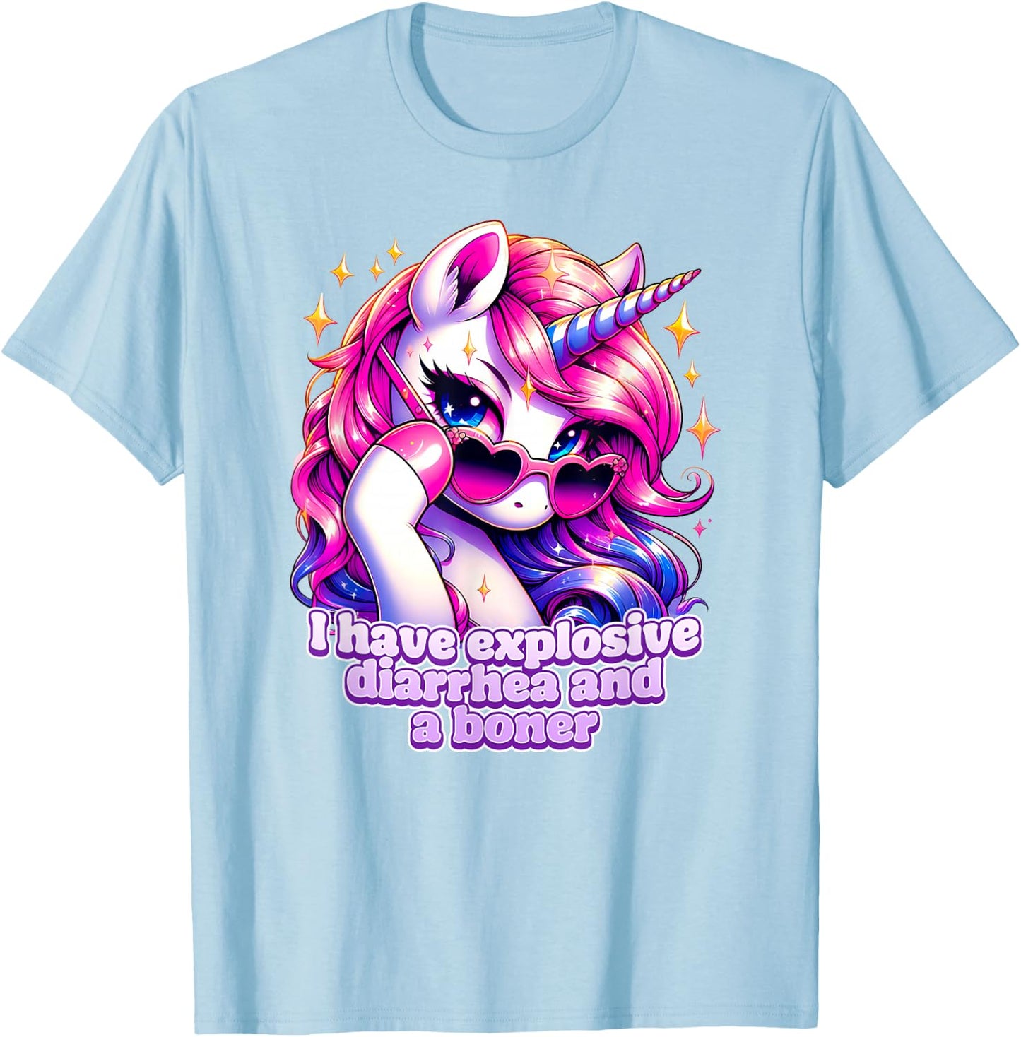 I have explosive diarrhea and a boner Funny inappropriate T-Shirt - T-Shirt | Light Blue