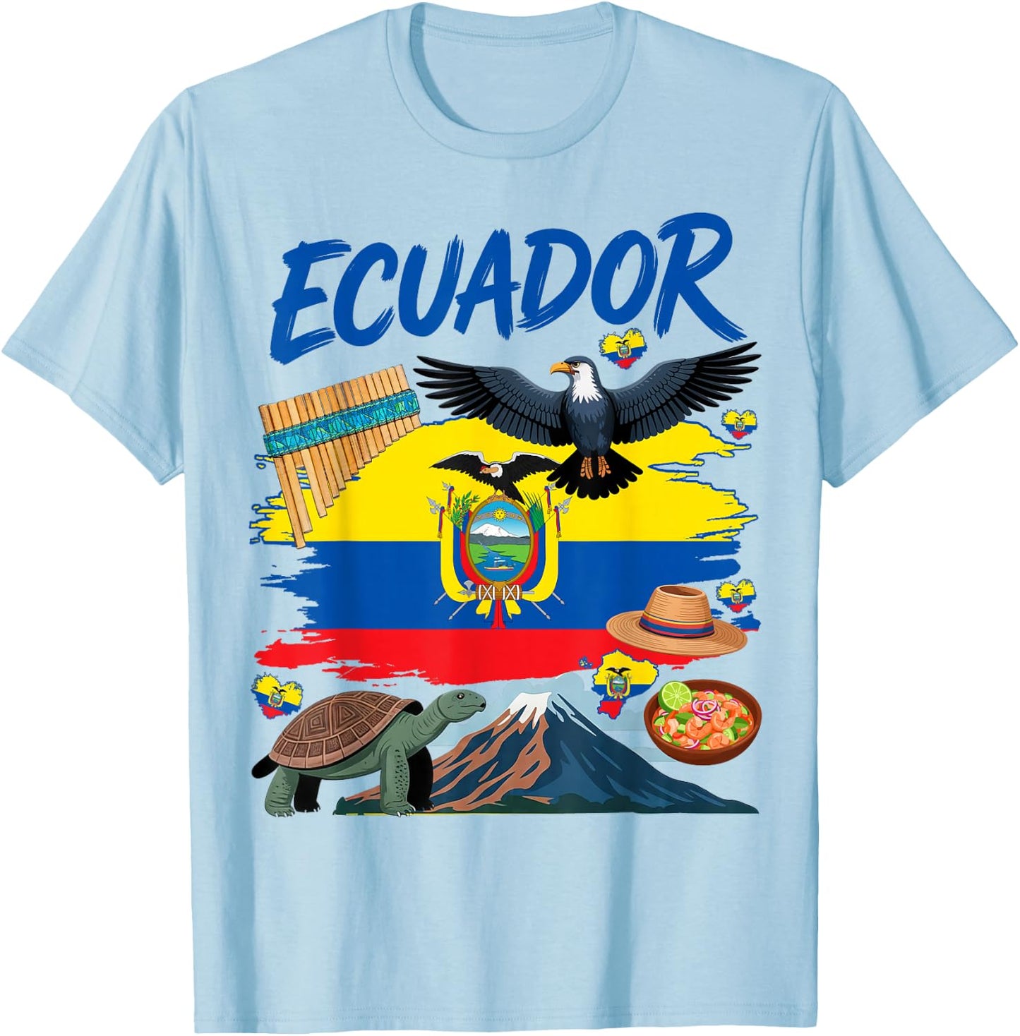 Ecuadorian Flag Outfit Idea for Kids Ecuador Cultural Themed T-Shirt - T-Shirt | Light Blue
