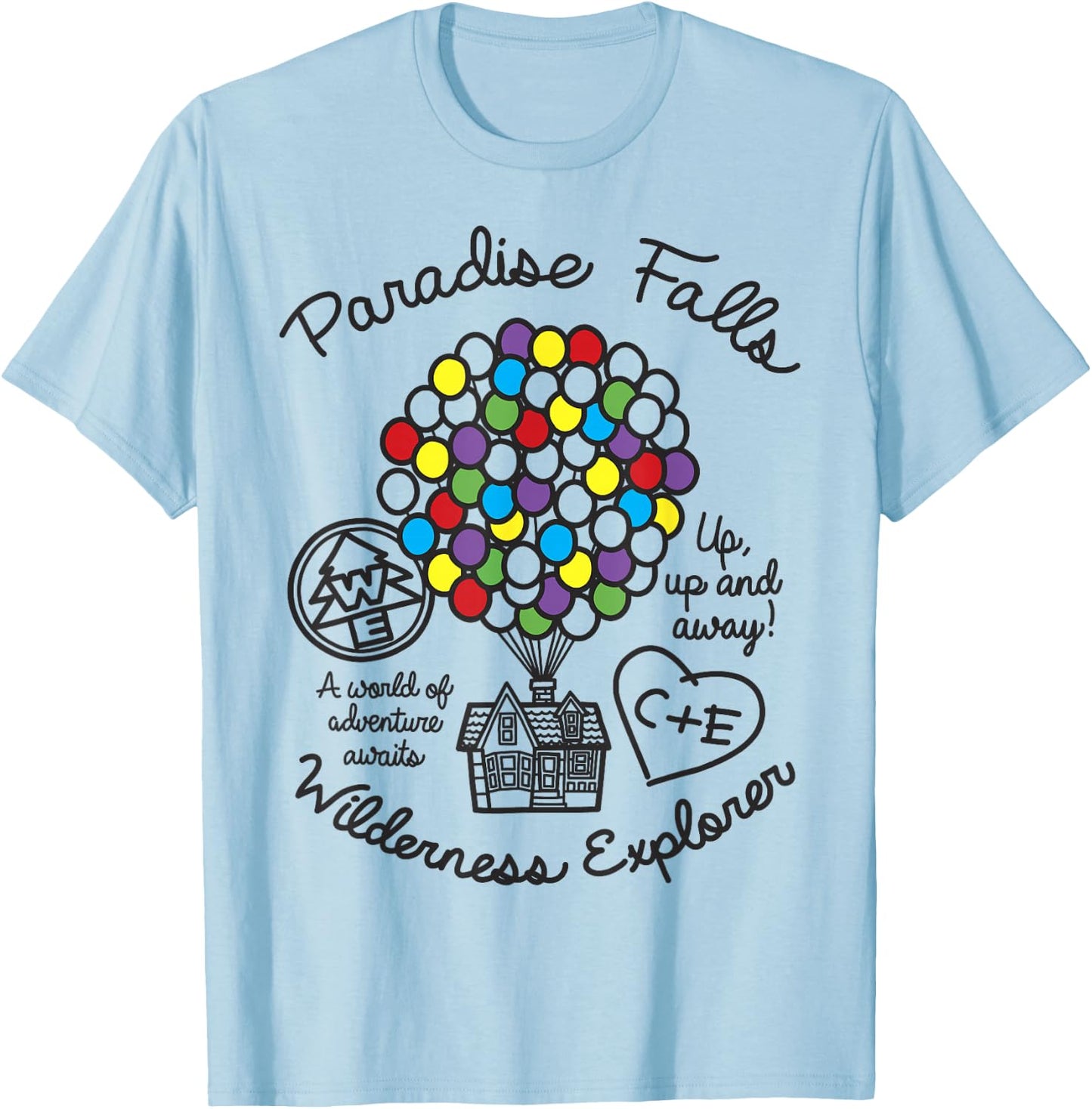 Disney Pixar Up Paradise Falls Wilderness Explorer Balloons T-Shirt - T-Shirt | Light Blue