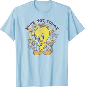 Looney Tunes Tweety Bird Floral Butterfly Nope Not Today T-Shirt - T-Shirt | Light Blue