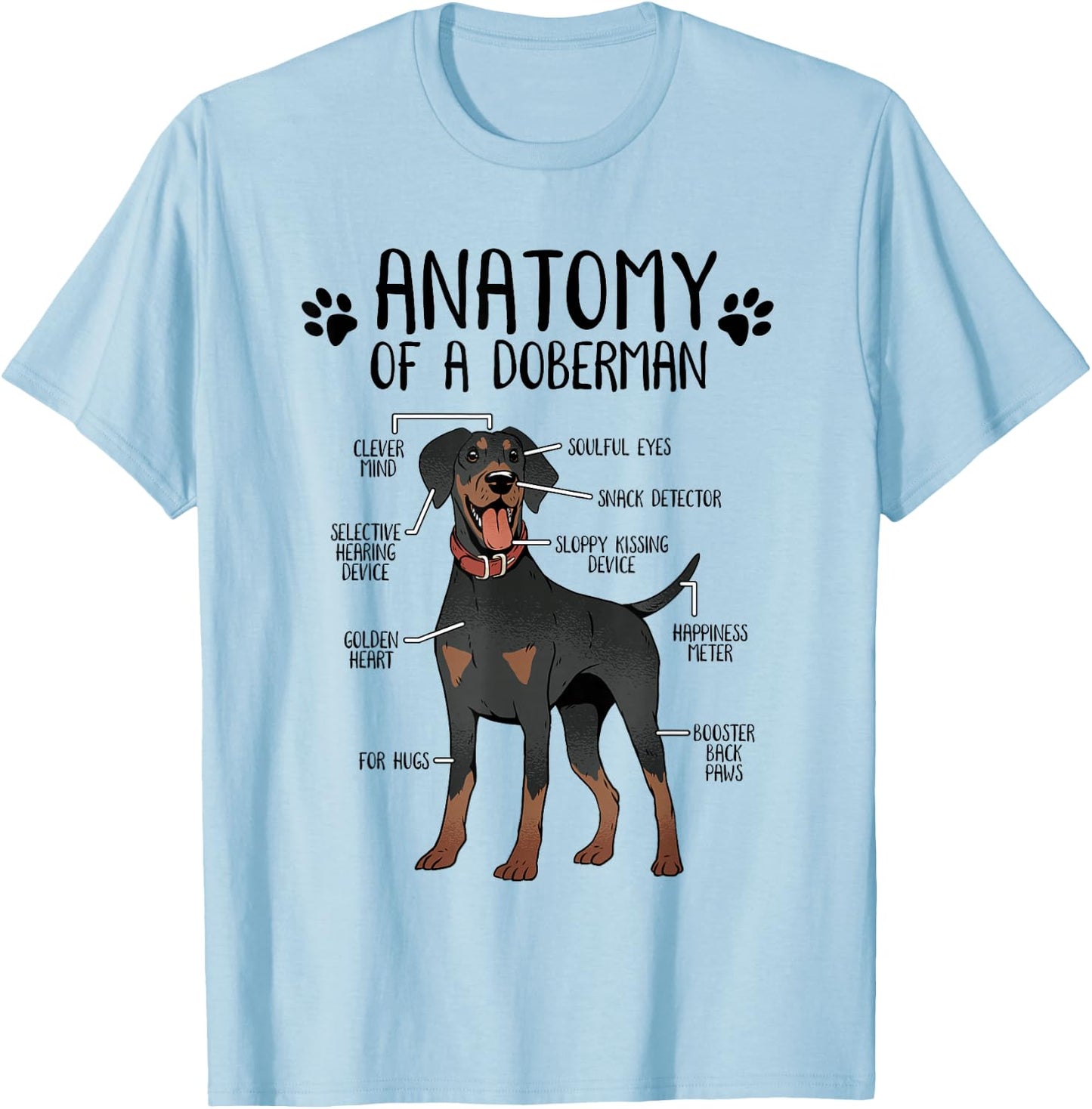 Dobermann Anatomy Dog Pinscher Funny Dog Holder , gray T-Shirt - T-Shirt | Light Blue