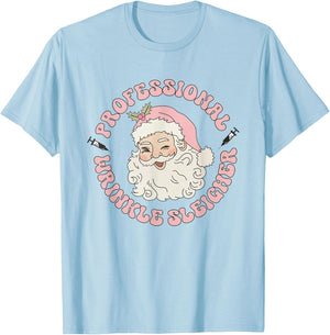 Women Retro Botox Nurse Xmas Professional Wrinkle Sleigher T-Shirt - T-Shirt | Light Blue