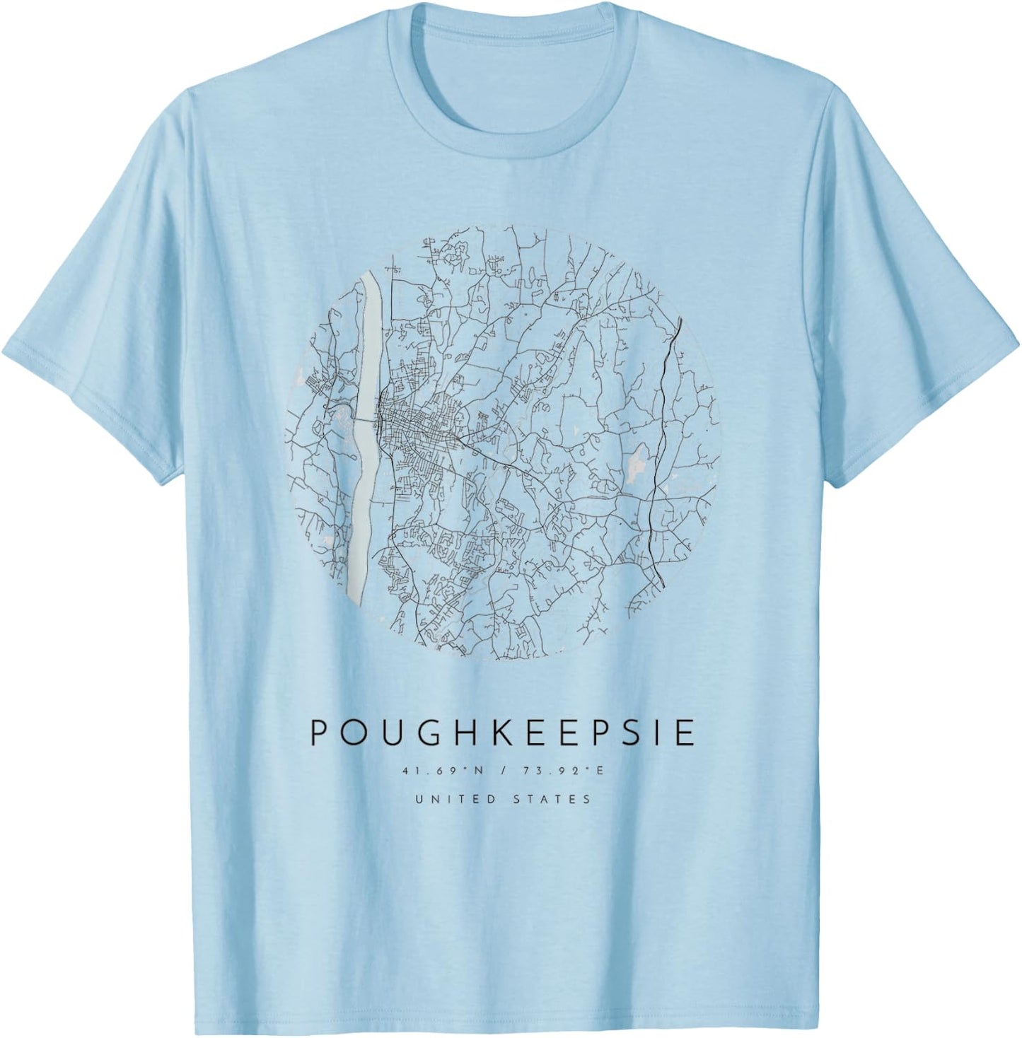 Poughkeepsie New York NY Coordinates map hometown T-Shirt - T-Shirt | Light Blue