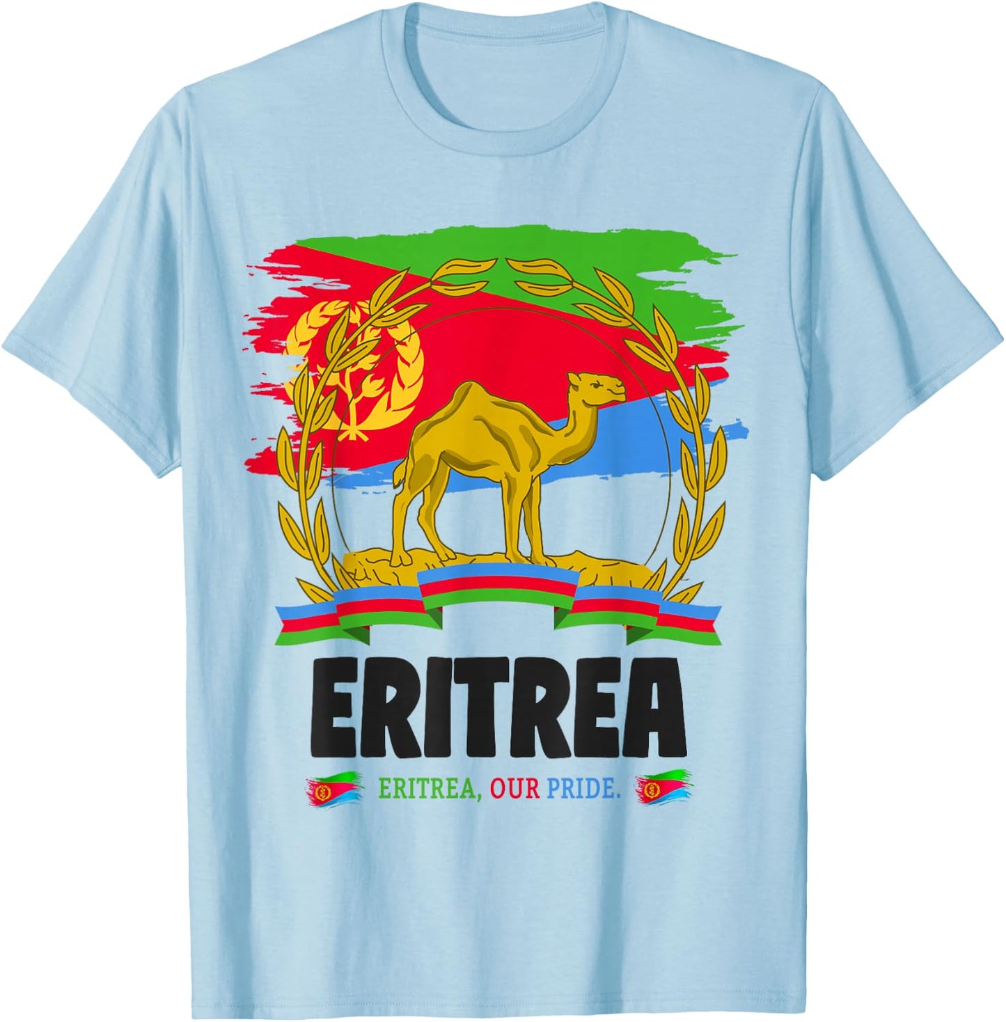 Eritrean Flag Outfit Ideas For Kids & Camel Eritrea Flag T-Shirt - T-Shirt | Light Blue