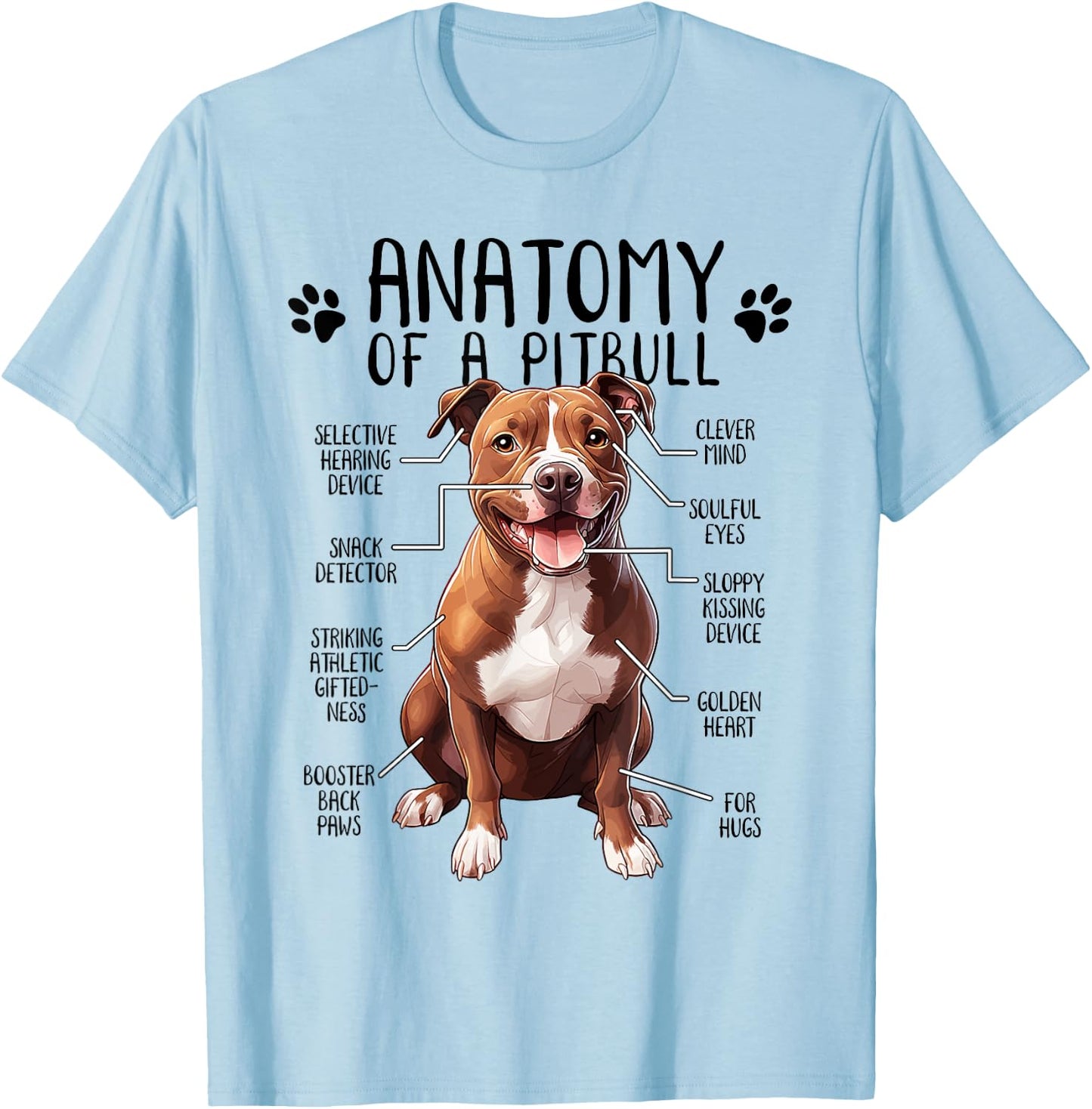 Funny Anatomy Pitbull Dog Cute Pittie Lover Pit Bull Owner T-Shirt - T-Shirt | Light Blue