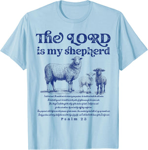 The Lord is My Shepherd Christian Sheep Psalm 23 Faith T-Shirt - T-Shirt | Light Blue