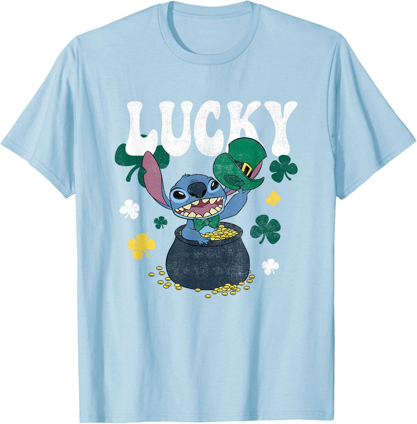 Disney Lilo & Stitch St. Patrick's Day Lucky Stitch T-Shirt - T-Shirt | Light Blue