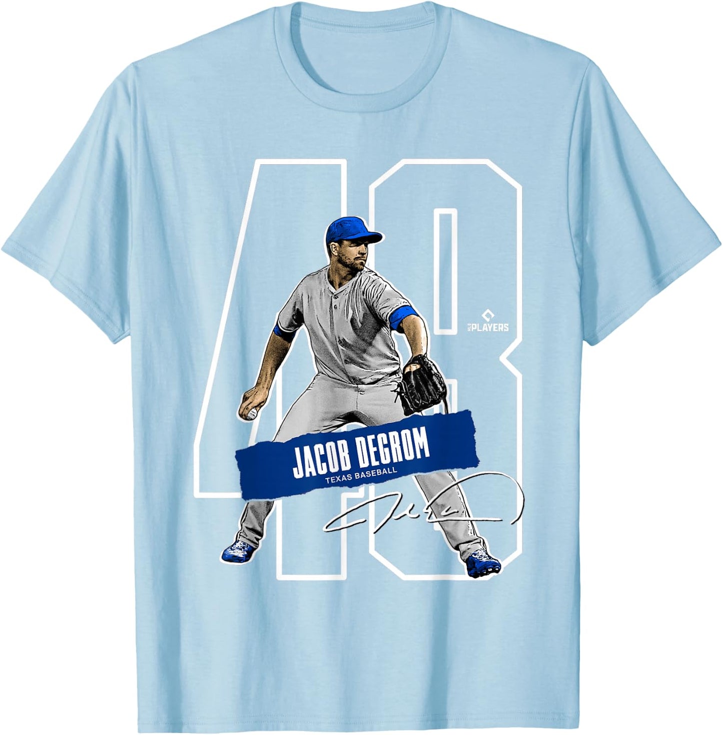 Jacob Degrom | Texas Baseball Players Merch | MLBJAC302N T-Shirt - T-Shirt | Light Blue