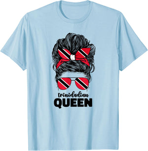 Trinidadian Queen Women Trini Trinidad and Tobago Flag Girls T-Shirt - T-Shirt | Light Blue