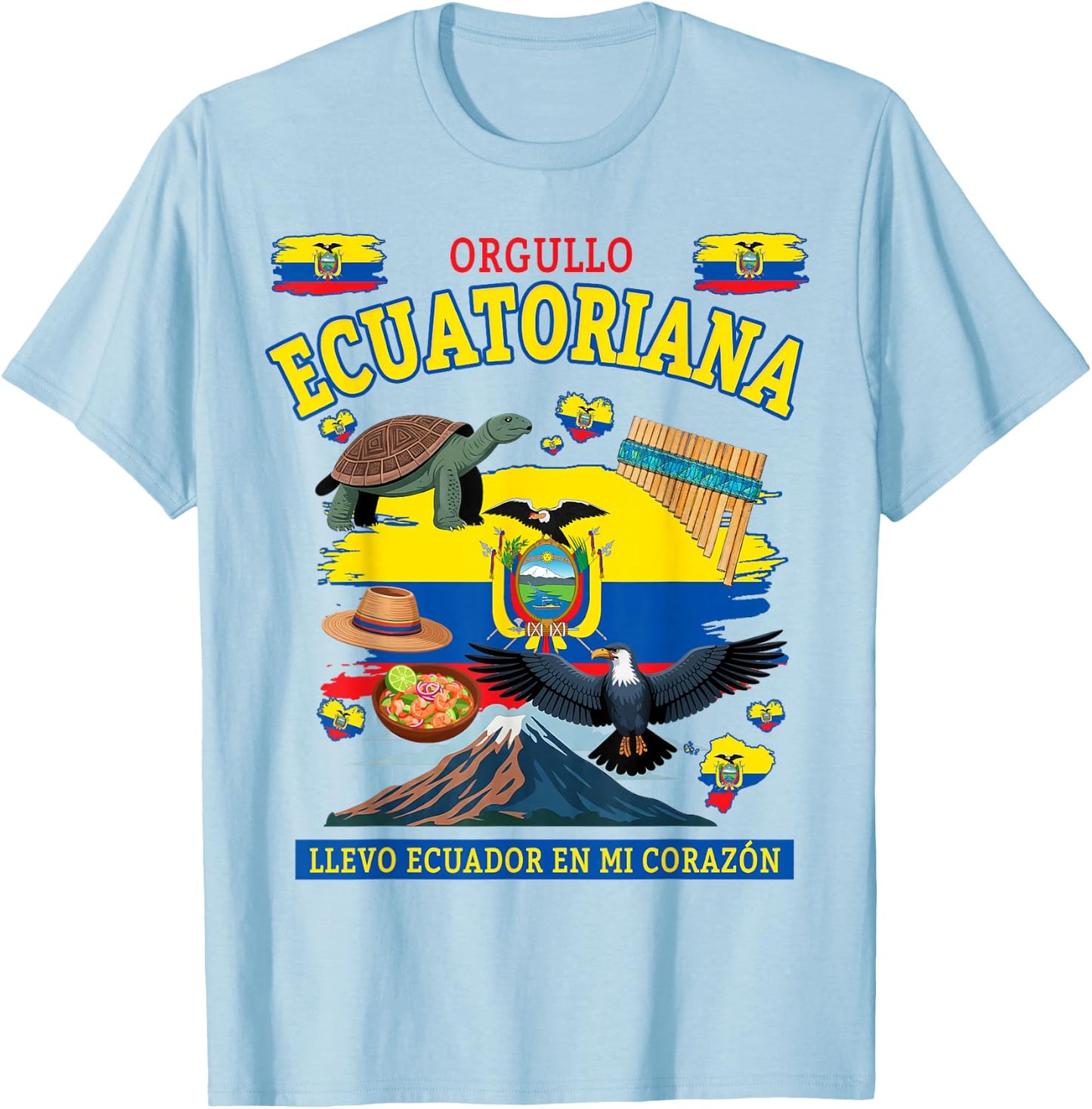 Ecuatoriana Ecuador Flag Idea Ecuadorian Cultural T-Shirt - T-Shirt | Light Blue
