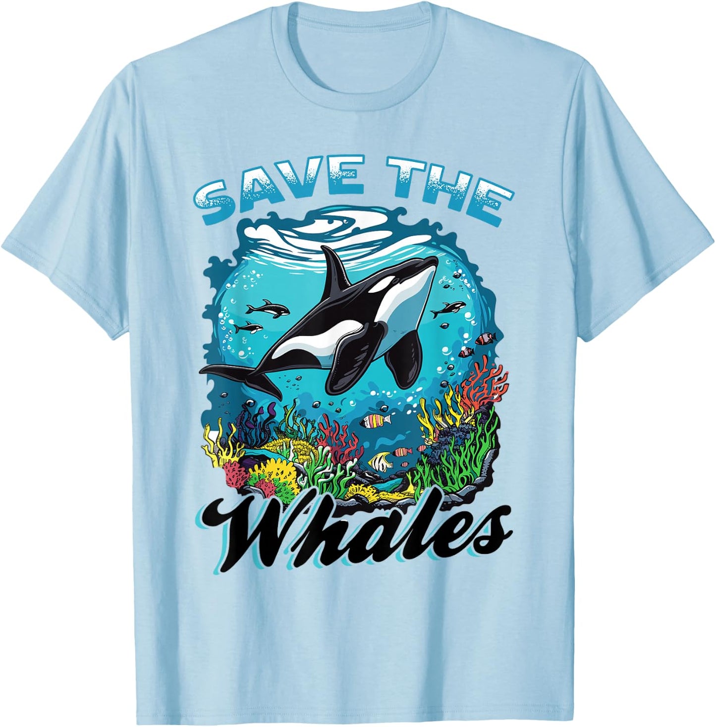 Funny Orca Animal Save The Whales T-Shirt - T-Shirt | Light Blue