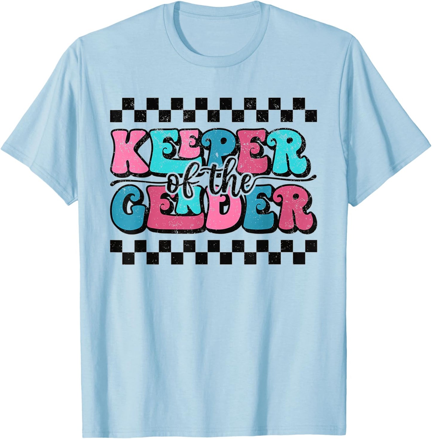 Keeper Of The Gender Cute Reveal Baby Announcement Party T-Shirt - T-Shirt | Light Blue