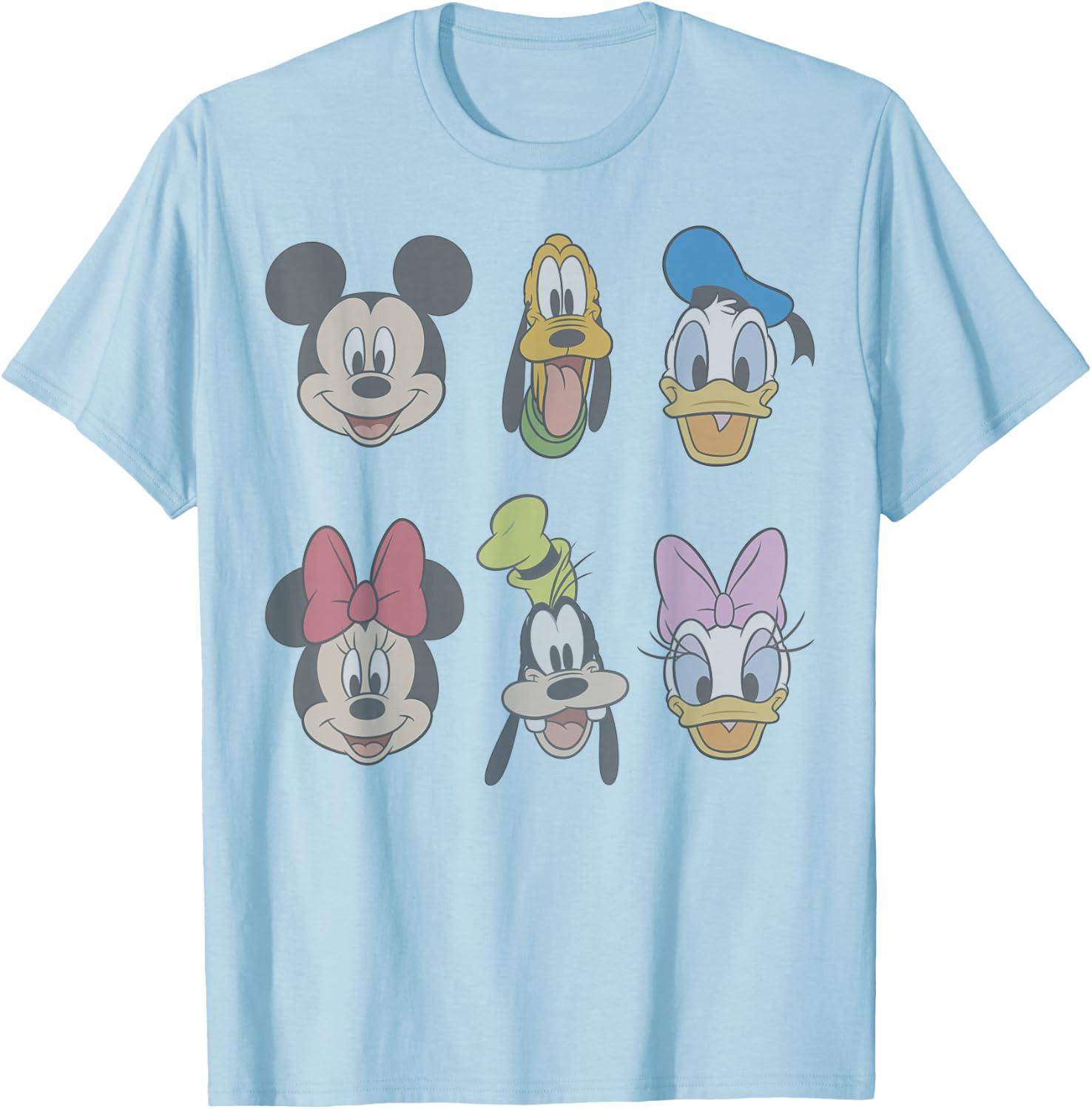 Disney Mickey and Friends Group Shot Heads T-Shirt - T-Shirt | Light Blue