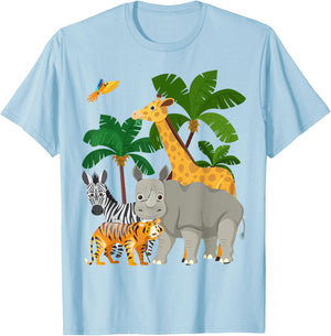 Forest Animals and Jungle Animals Idea for Kids and Animals , white, S T-Shirt - T-Shirt | Light Blue