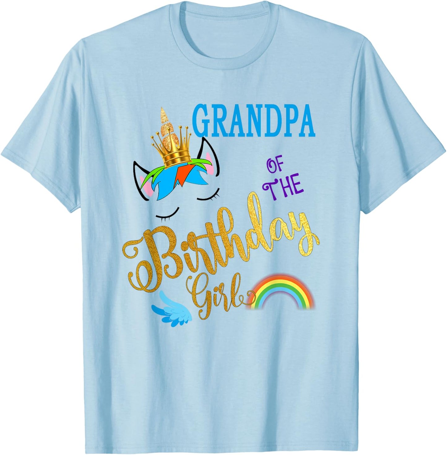 Grandpa of The Birthday for Girl Papa Unicorn First Birthday T-Shirt - T-Shirt | Light Blue