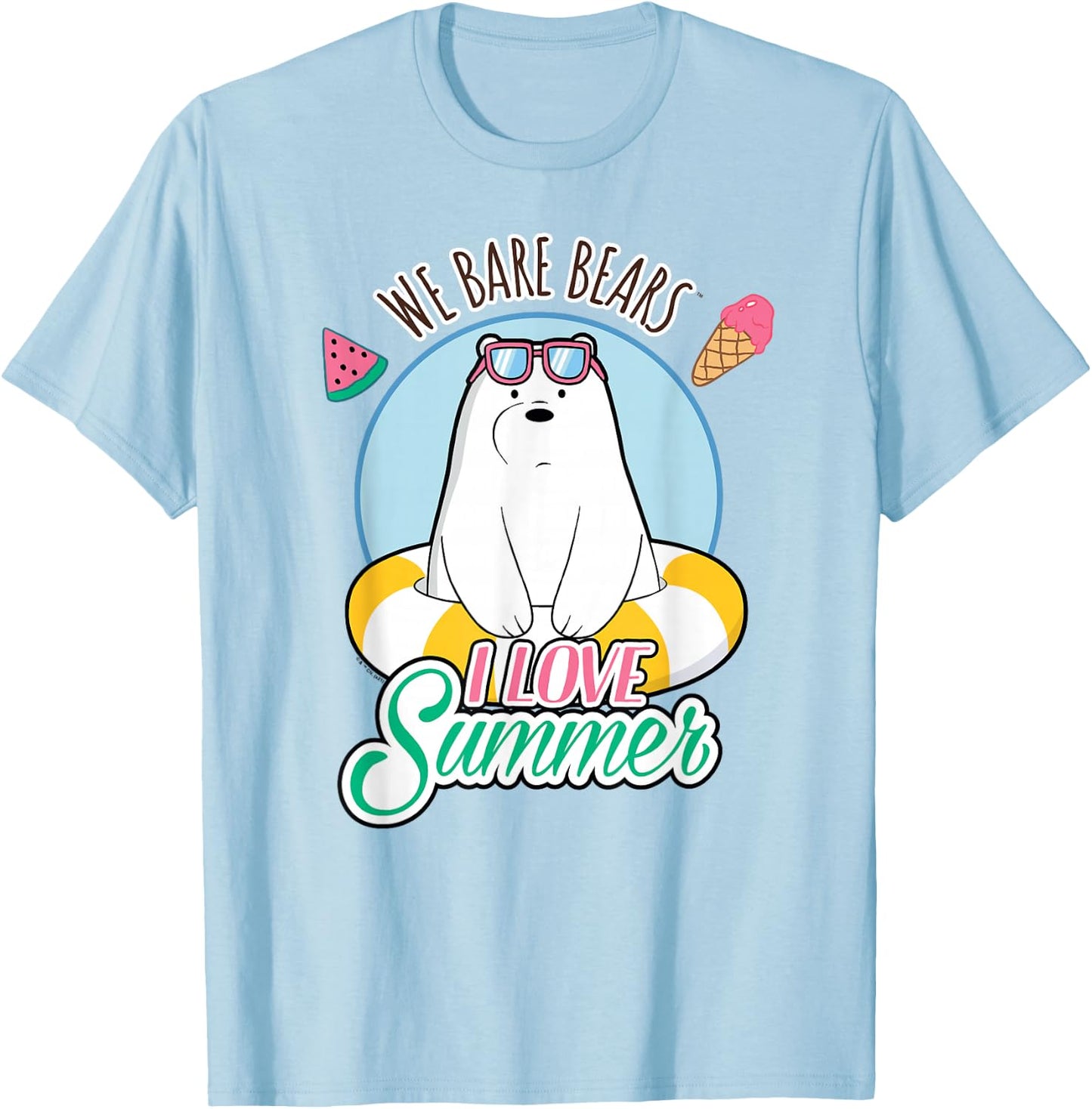 We Bare Bears Ice Bear Loves Summer T-Shirt - T-Shirt | Light Blue