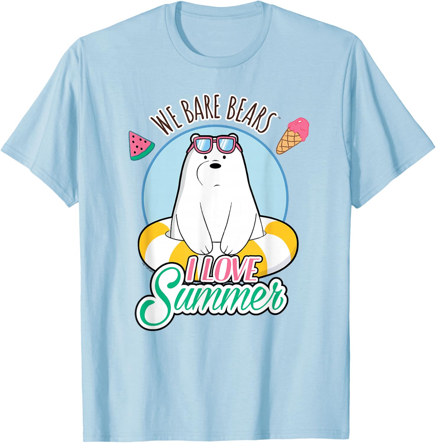 We Bare Bears Ice Bear Loves Summer T-Shirt - T-Shirt | Light Blue