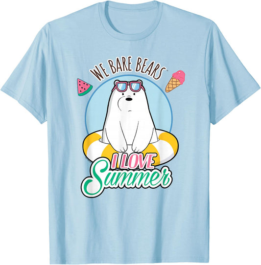 We Bare Bears Ice Bear Loves Summer T-Shirt - T-Shirt | Light Blue