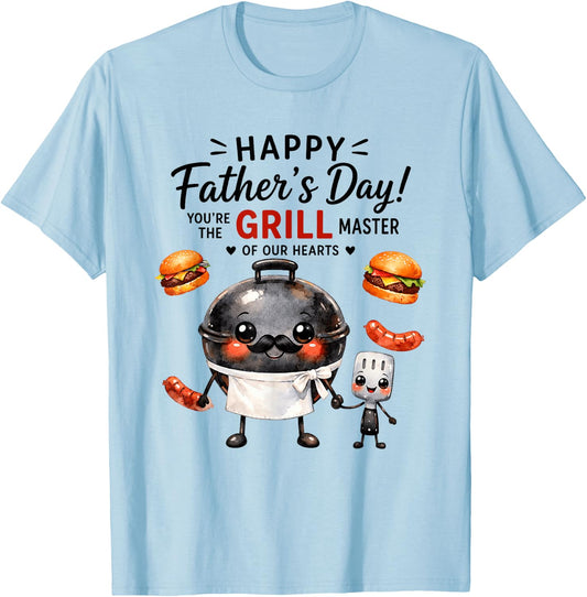 Happy Father's Day Grill Master Dad T-Shirt - T-Shirt | Light Blue