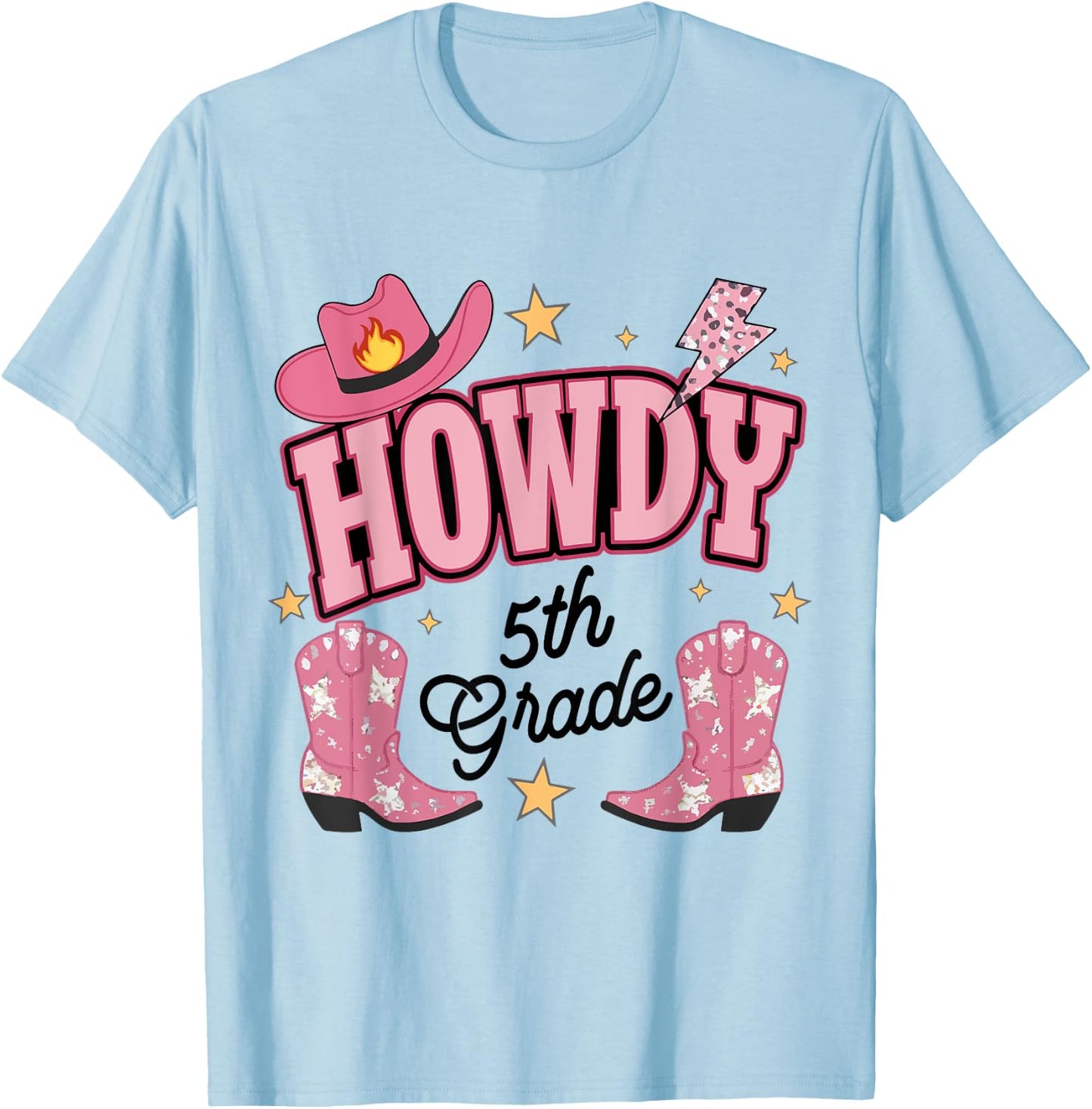 Western Howdy Fifth Grade Back To School 5th Grade Teacher Women Girls Kids T-Shirt - T-Shirt | Light Blue