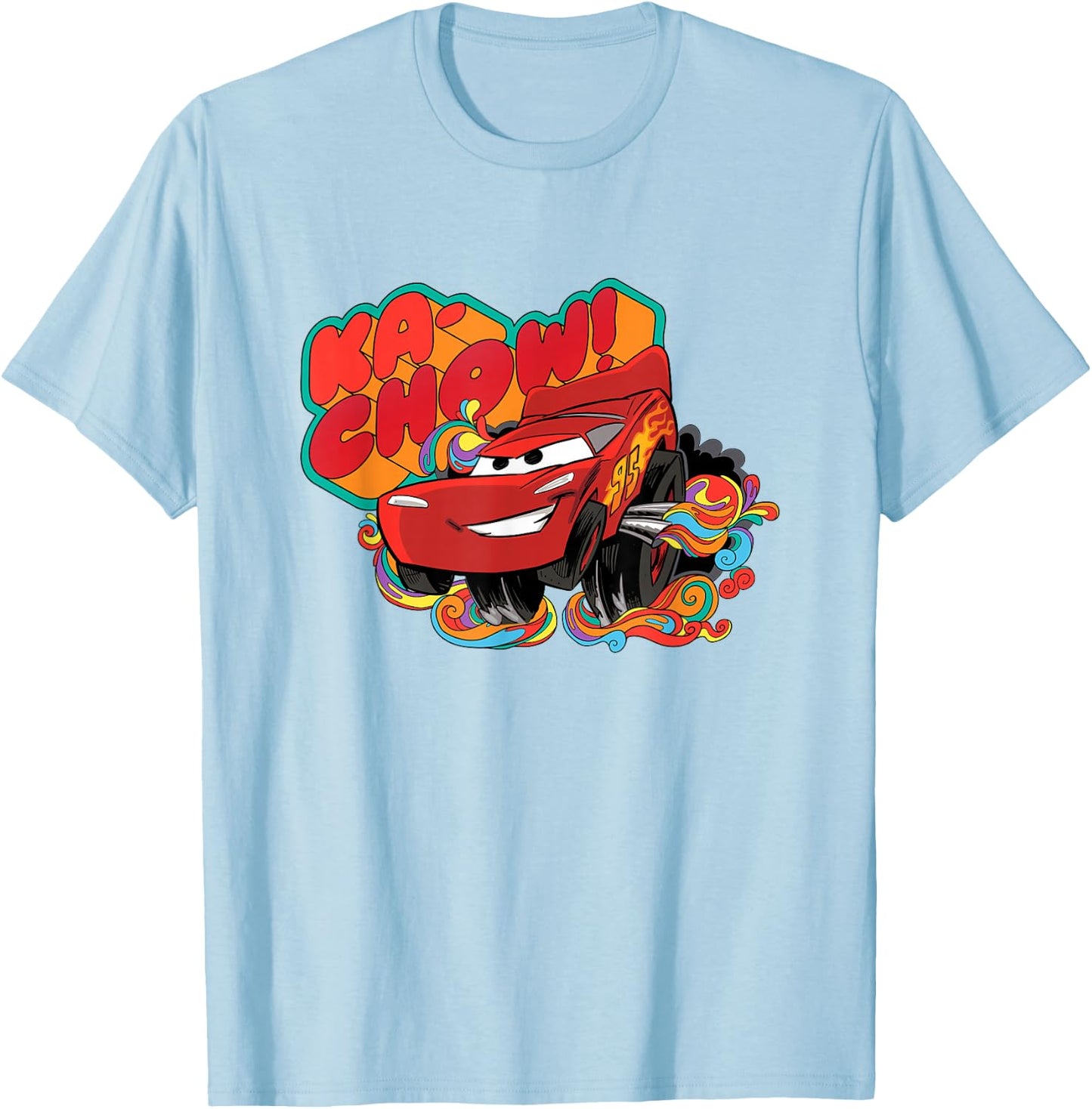 Disney Pixar Cars Ka-Chow! Lightning McQueen Colorful T-Shirt - T-Shirt | Light Blue
