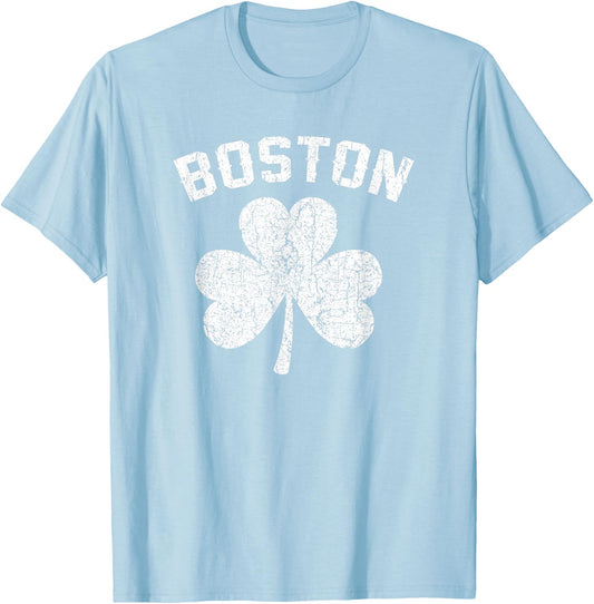 Boston Shamrock Clover Irish Pride St Patrick's Day T-Shirt - T-Shirt | Light Blue
