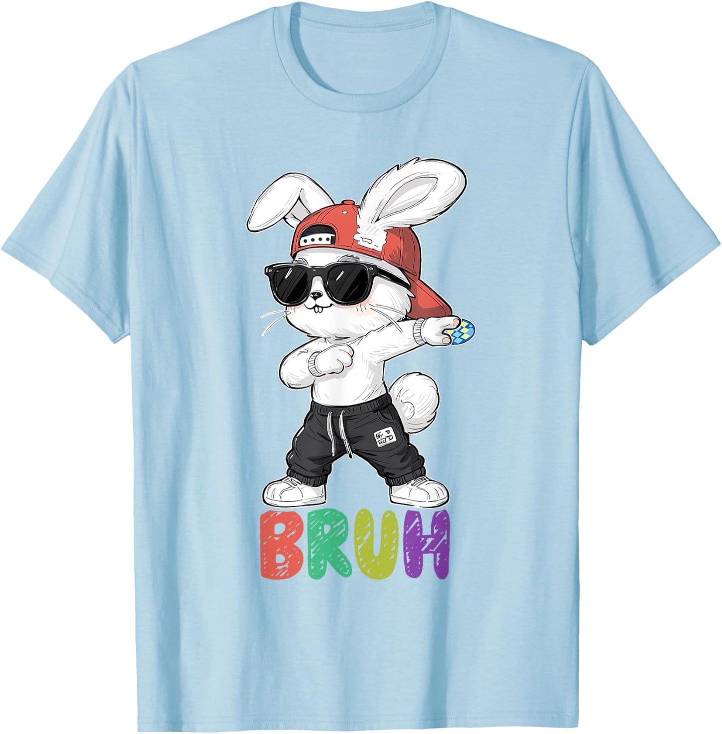 Bruh Meme Easter Day Dabbing Bunny Easter Bruh Boys Kids T-Shirt - T-Shirt | Light Blue