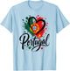 I Love Portugal Vacation Travel Drapeau en Forme de cœur Motif Touristique T-Shirt - T-Shirt | Light Blue