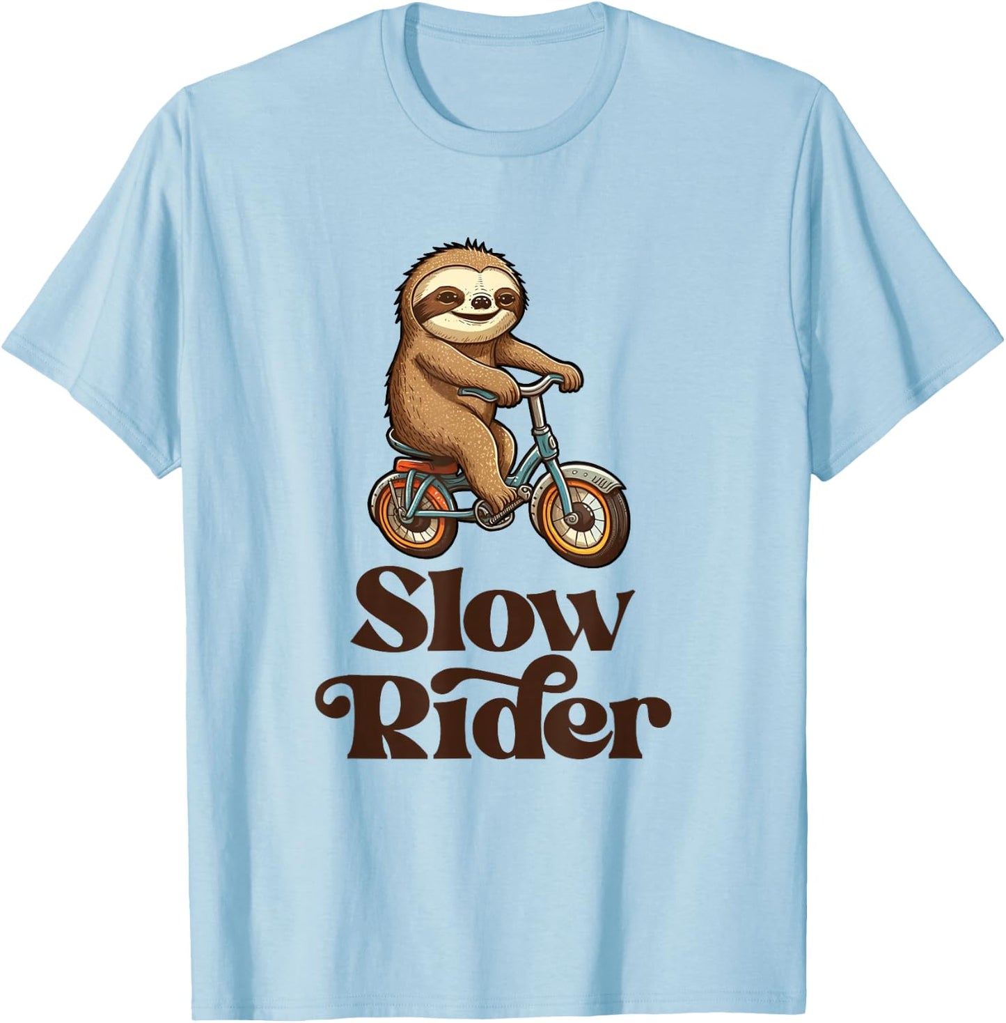 Slow Rider Sloth Riding Bike T-Shirt - T-Shirt | Light Blue