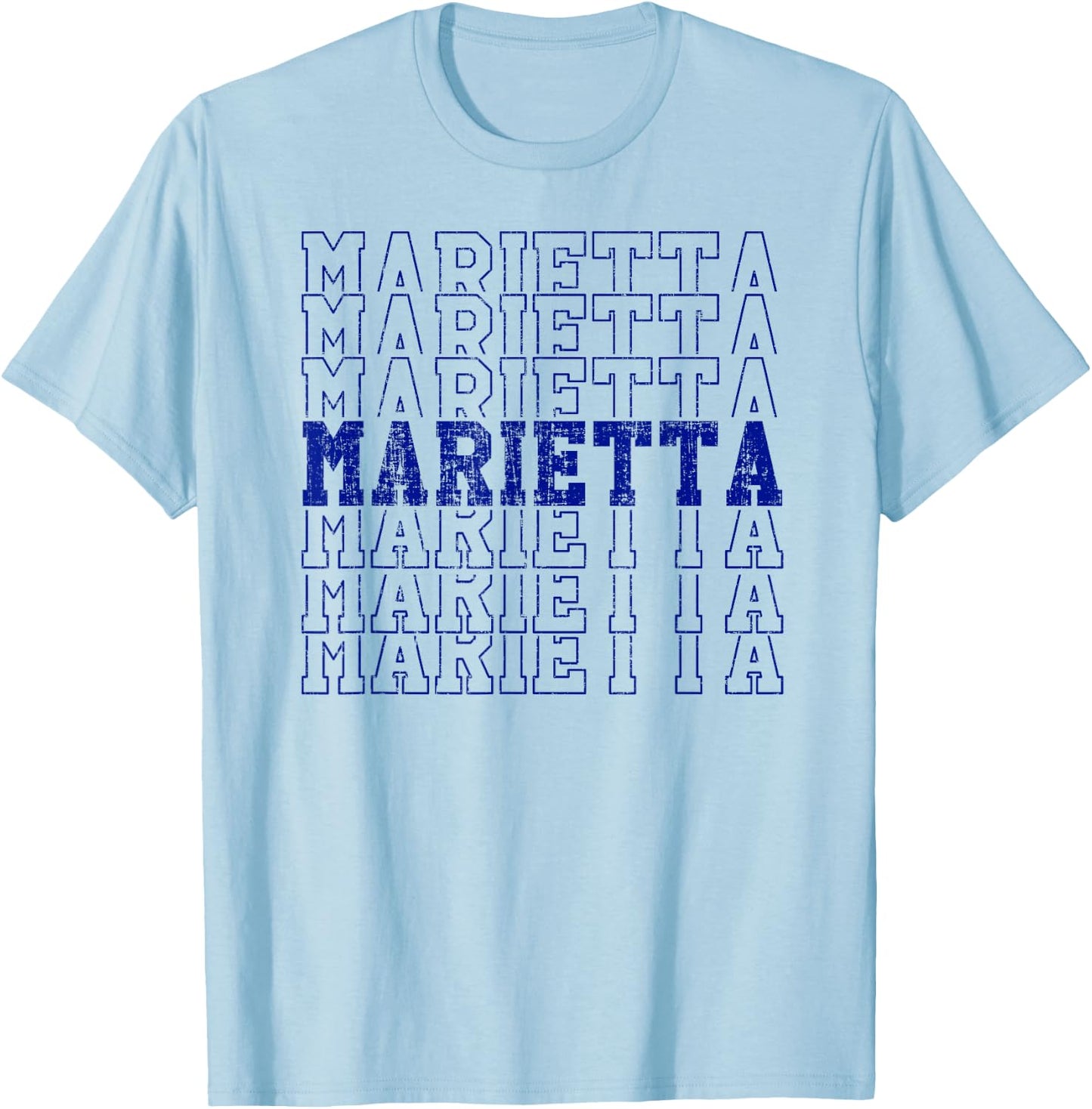 Trendy Retro Marietta GA Distressed T-Shirt - T-Shirt | Light Blue