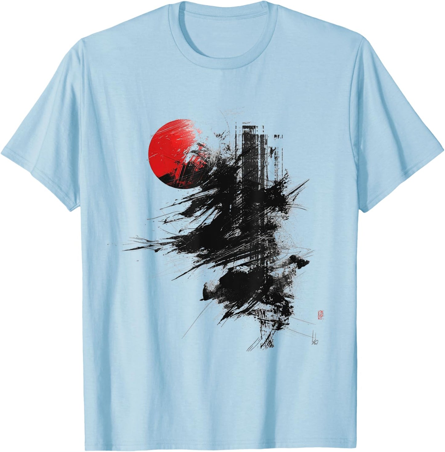 Anime Manga Abstract Motif Drawing Art Text Anime , White T-Shirt - T-Shirt | Light Blue