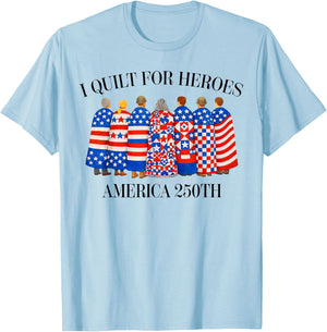Patriotic Quilter, Fourth of July Quilt Lover T-Shirt - T-Shirt | Light Blue