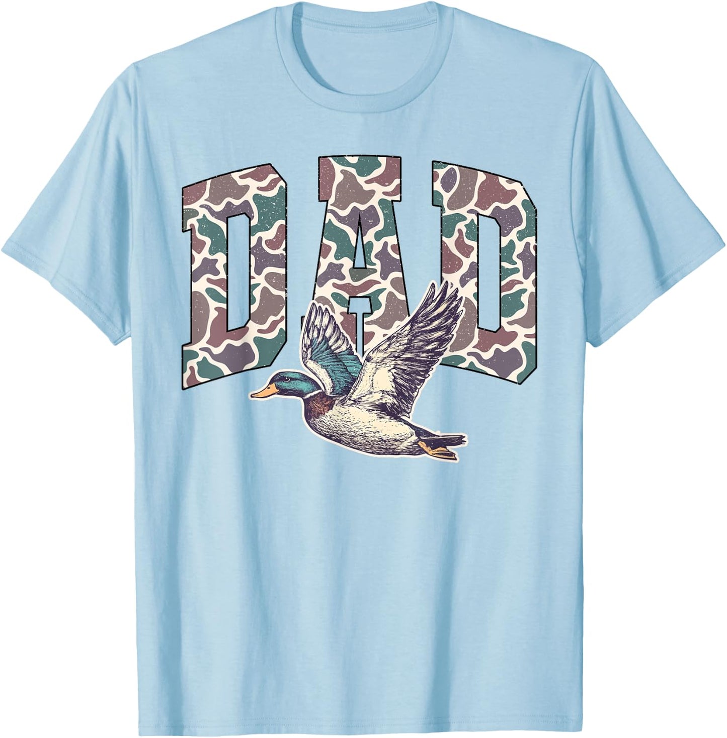 Retro Hunting Dad Waterfowl Duck Camouflage Camo Duck Dove T-Shirt - T-Shirt | Light Blue