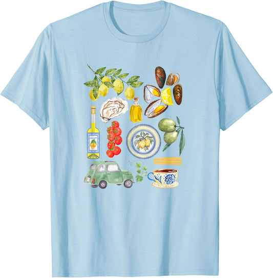 Italian summer Sardines tinned fish tomato girl food lover T-Shirt - T-Shirt | Light Blue