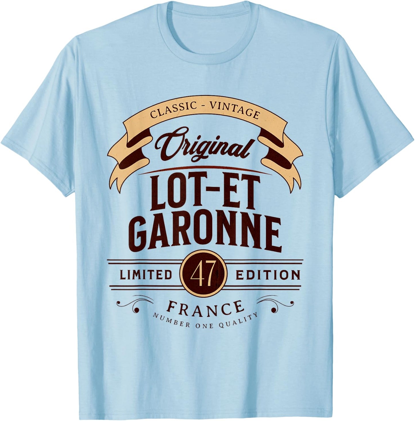 Vintage Lot-et-Garonne France , grey, S T-Shirt - T-Shirt | Light Blue