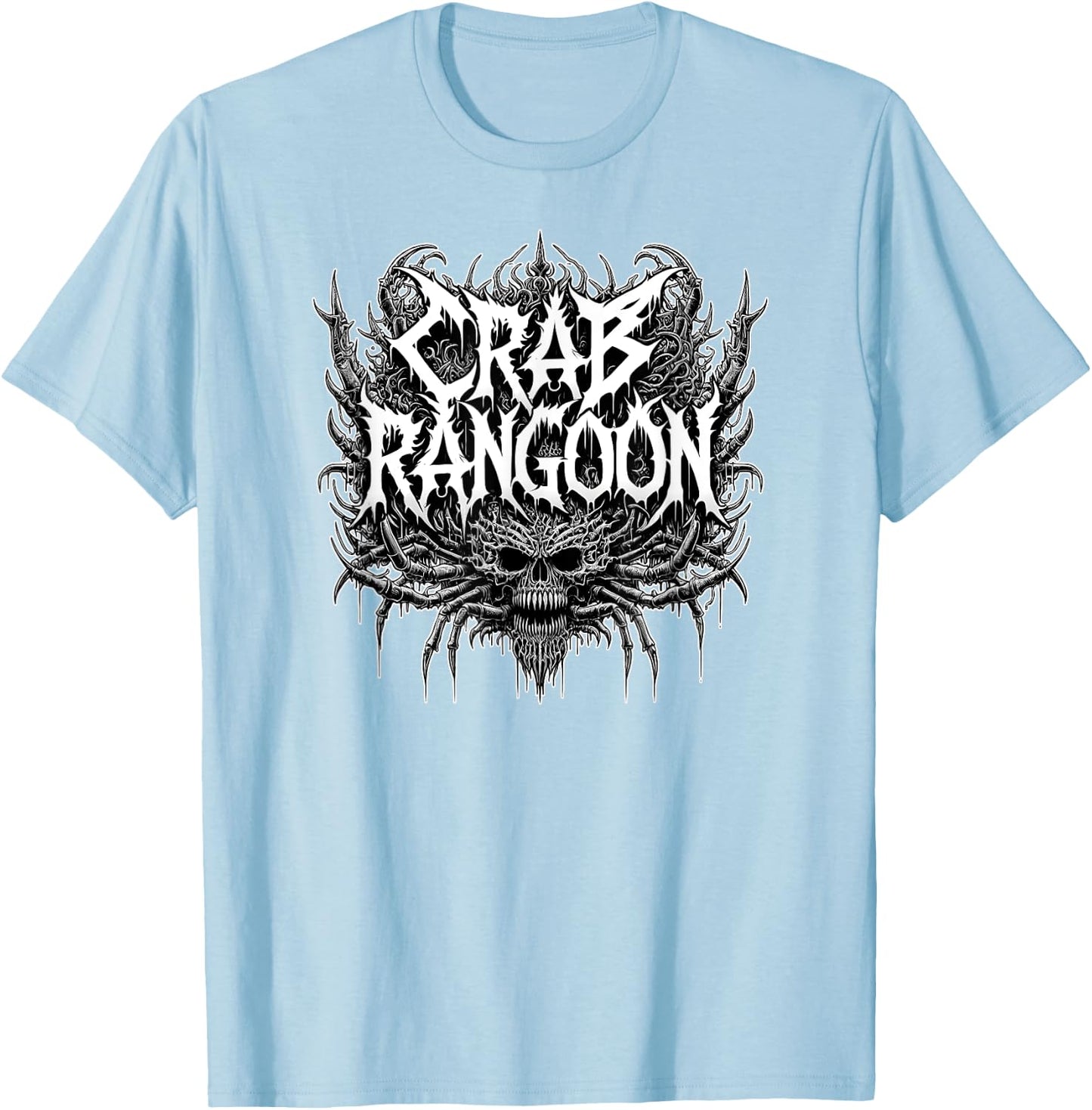 CRAB RANGOON Metal Shirt Dank Meme Funny Cursed Meme T-Shirt - T-Shirt | Light Blue