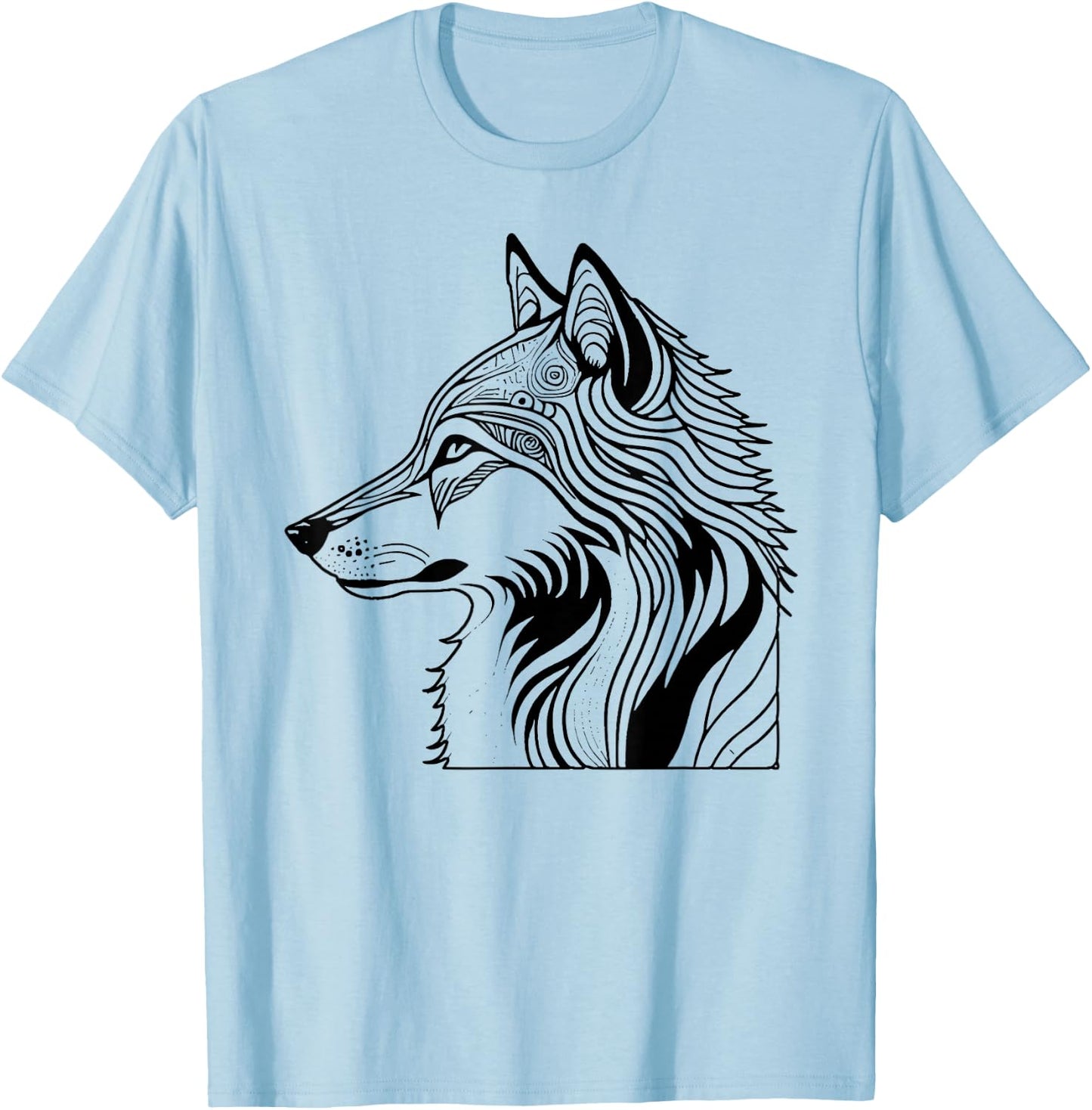 Coloriage Loup à colorier soi-même T-Shirt - T-Shirt | Light Blue
