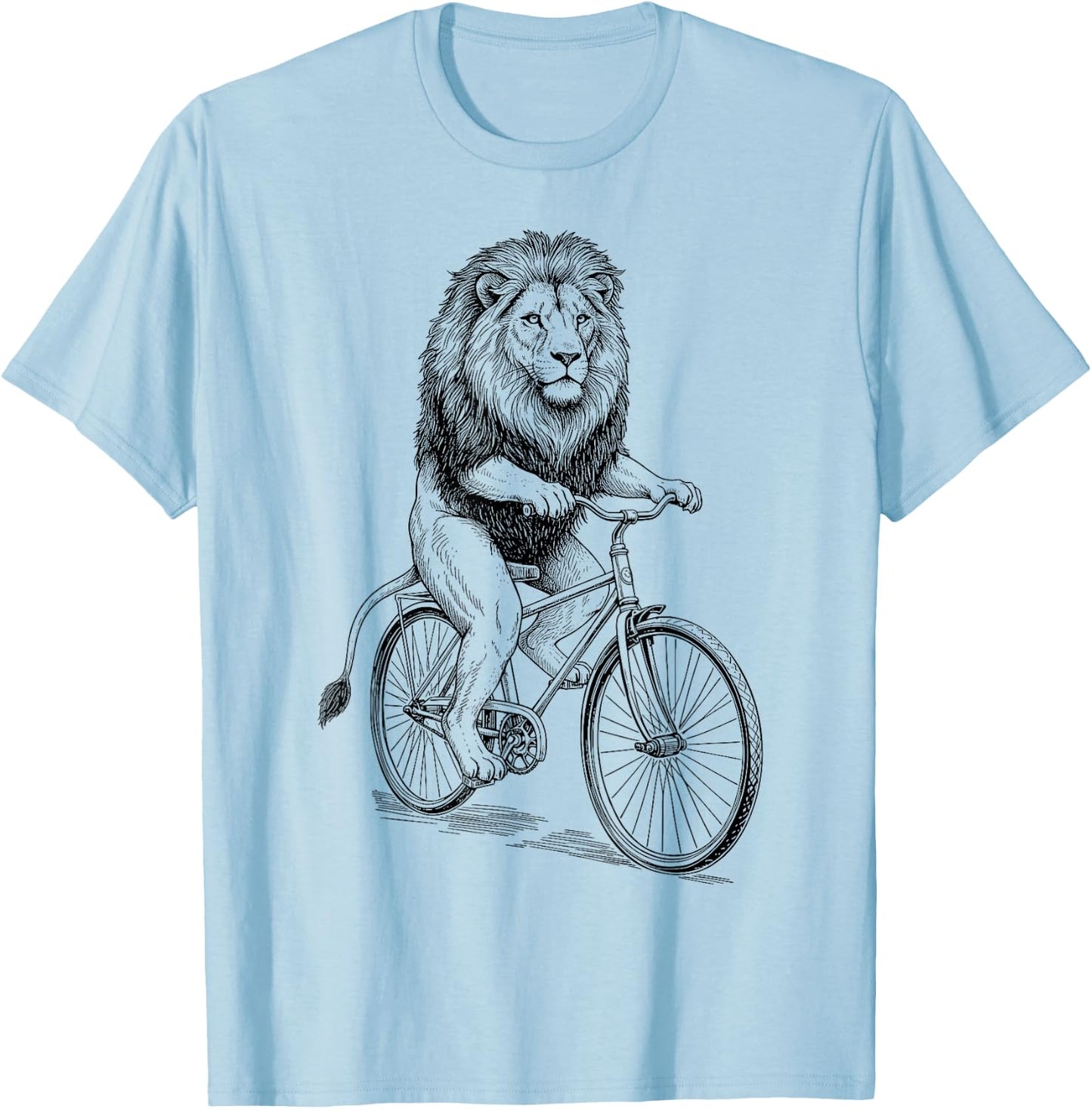 Vintage Lion Cat Shaped Cycling T-Shirt - T-Shirt | Light Blue