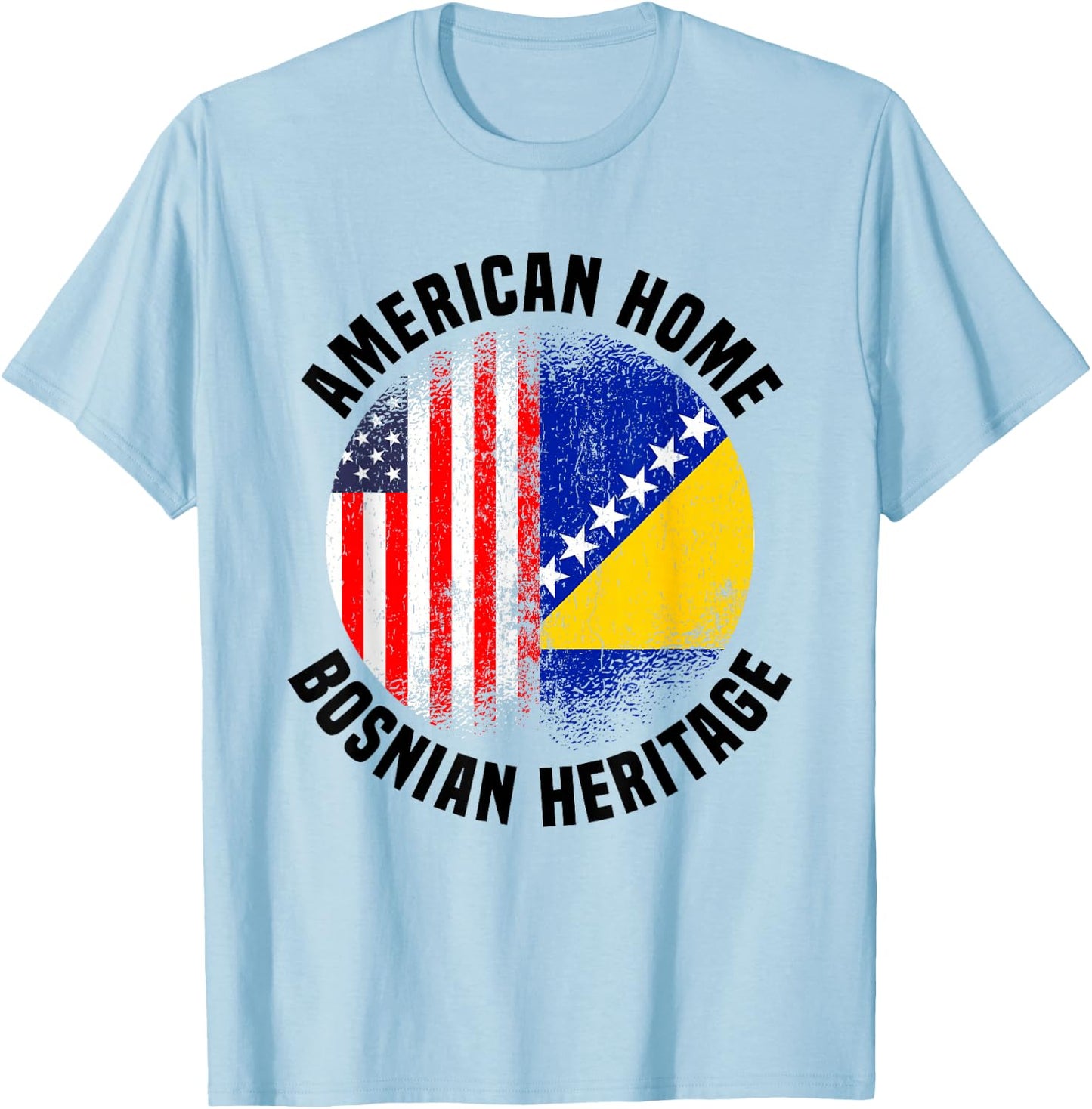 Bosnia Outfit & Women US American Bosnian Flag T-Shirt - T-Shirt | Light Blue
