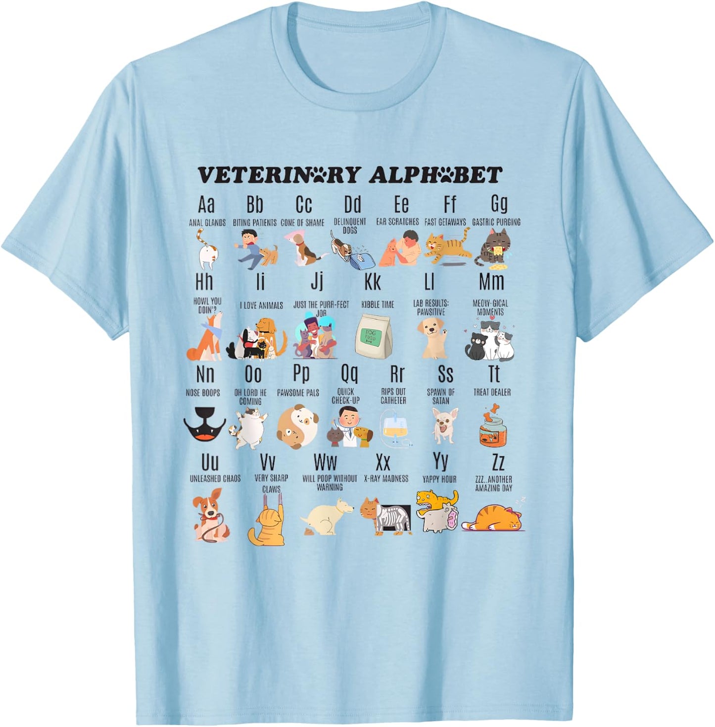 Veterinary Medicine Alphabet Veterinarian Veterinary Student T-Shirt - T-Shirt | Light Blue