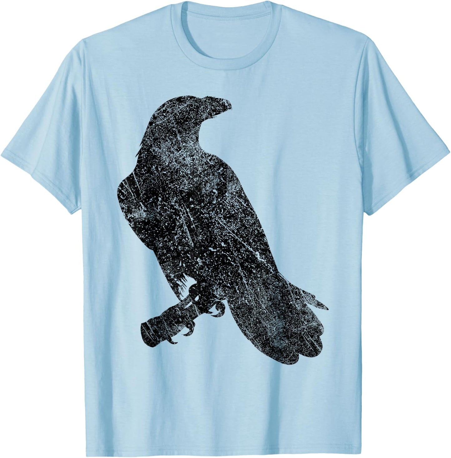 Beautiful raven silhouette black crow distressed vintage T-Shirt - T-Shirt | Light Blue